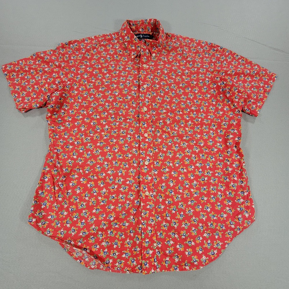 Ralph Lauren Classic Fit Floral Button Down Shirt Coastal Preppy Men's XL Red - Picture 2 of 7